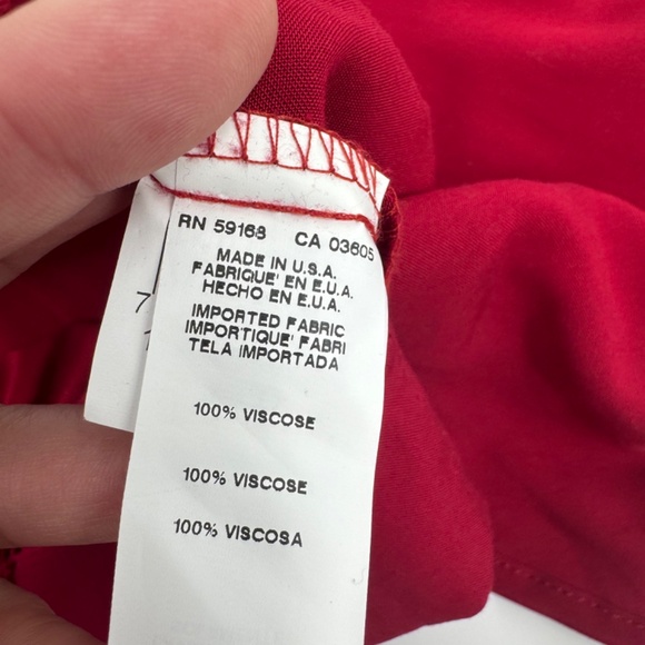 Karen Kane Topper Women 0X Red Open Cropped Roll Tab Sleeves Lightweight Rayon - Picture 9 of 13